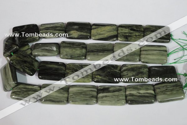 CGH31 15.5 inches 22*30mm rectangle green hair stone beads