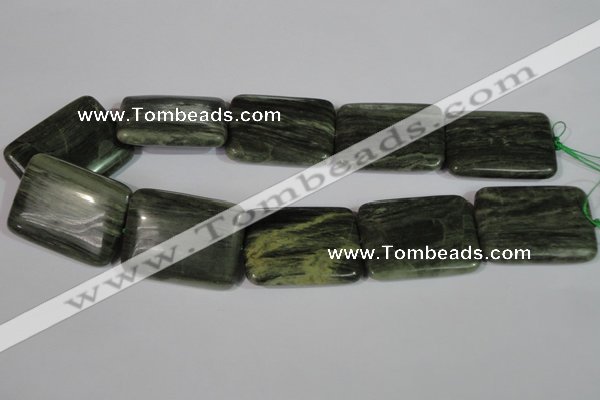 CGH32 15.5 inches 30*40mm rectangle green hair stone beads