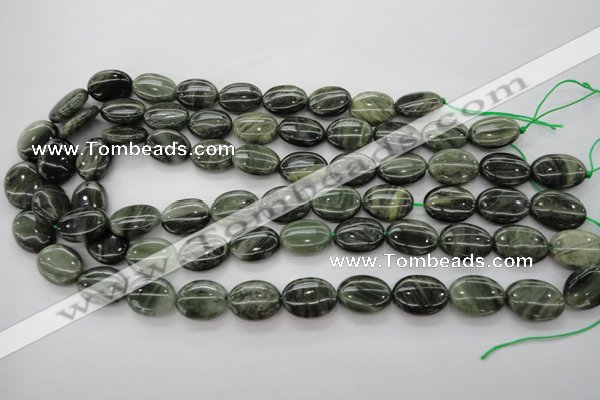 CGH43 15.5 inches 10*14mm oval green hair stone beads wholesale