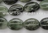 CGH44 15.5 inches 12*16mm oval green hair stone beads wholesale