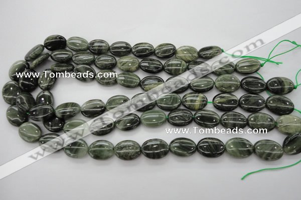 CGH44 15.5 inches 12*16mm oval green hair stone beads wholesale