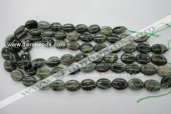 CGH45 15.5 inches 13*18mm oval green hair stone beads wholesale