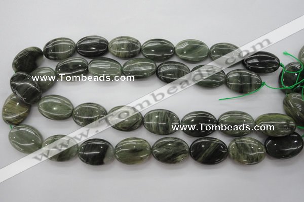 CGH47 15.5 inches 18*25mm oval green hair stone beads wholesale