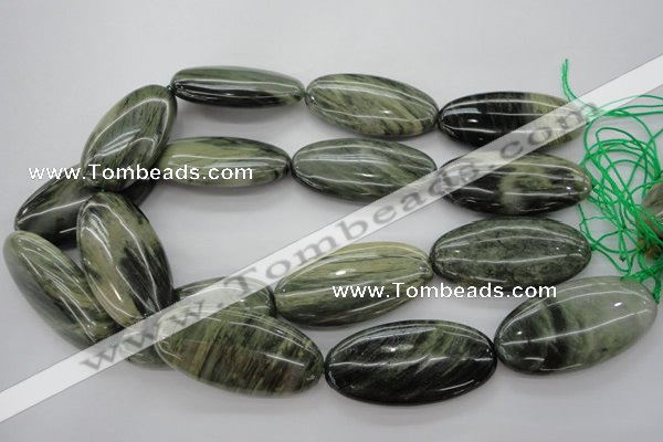 CGH51 15.5 inches 25*50mm oval green hair stone beads wholesale