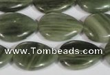 CGH55 15.5 inches 15*20mm flat teardrop green hair stone beads