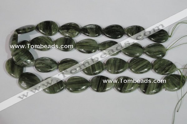 CGH56 15.5 inches 18*25mm flat teardrop green hair stone beads