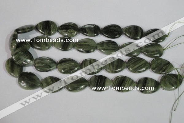 CGH57 15.5 inches 22*30mm flat teardrop green hair stone beads