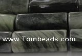 CGH61 15.5 inches 12*30mm faceted tube green hair stone beads