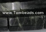 CGH62 15.5 inches 16*40mm faceted tube green hair stone beads