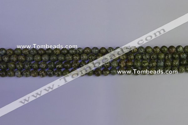 CGJ350 15.5 inches 4mm round green bee jasper beads wholesale