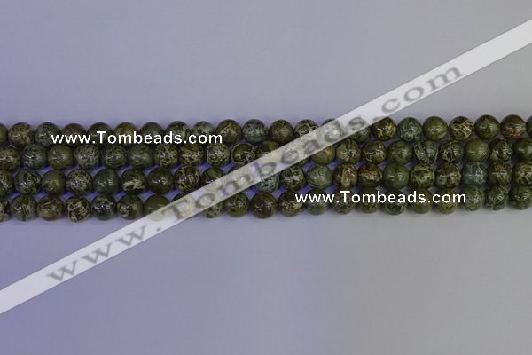 CGJ351 15.5 inches 6mm round green bee jasper beads wholesale