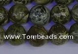 CGJ354 15.5 inches 12mm round green bee jasper beads wholesale