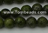 CGJ462 15.5 inches 8mm faceted round green jasper beads wholesale