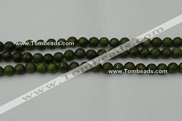 CGJ462 15.5 inches 8mm faceted round green jasper beads wholesale