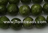 CGJ463 15.5 inches 10mm faceted round green jasper beads wholesale
