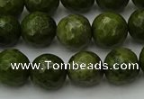 CGJ463 15.5 inches 10mm faceted round green jasper beads wholesale