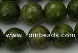 CGJ465 15.5 inches 14mm faceted round green jasper beads wholesale