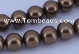 CGL102 10PCS 16 inches 4mm round dyed glass pearl beads wholesale