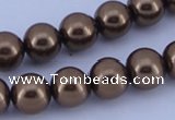 CGL105 5PCS 16 inches 10mm round dyed glass pearl beads wholesale