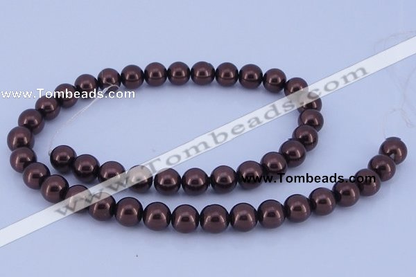 CGL112 10PCS 16 inches 4mm round dyed glass pearl beads wholesale