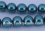 CGL246 5PCS 16 inches 12mm round dyed glass pearl beads wholesale