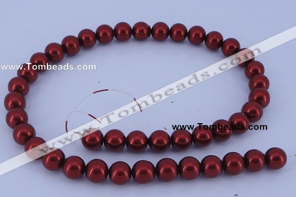 CGL325 5PCS 16 inches 10mm round dyed glass pearl beads wholesale