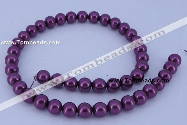 CGL332 10PCS 16 inches 4mm round dyed glass pearl beads wholesale