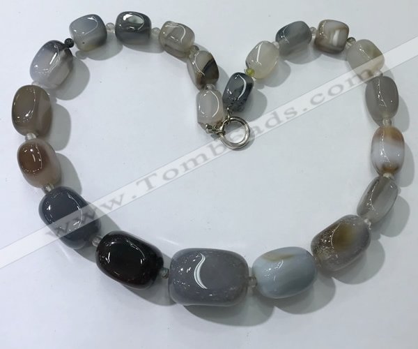 CGN100 20 inches 10*15mm - 20*30mm nuggets agate gemstone necklaces