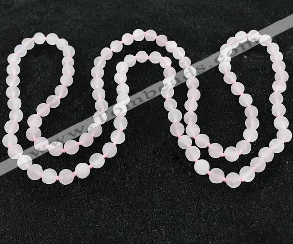 CGN1001 8mm round matte rose quartz 108 beads mala necklaces