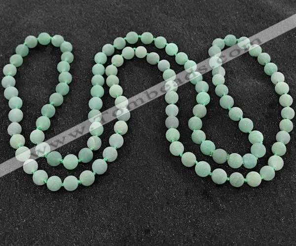 CGN1003 8mm round matte green aventurine 108 beads mala necklaces