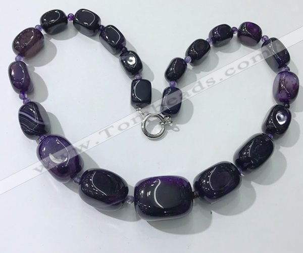 CGN103 20 inches 10*15mm - 20*30mm nuggets agate gemstone necklaces