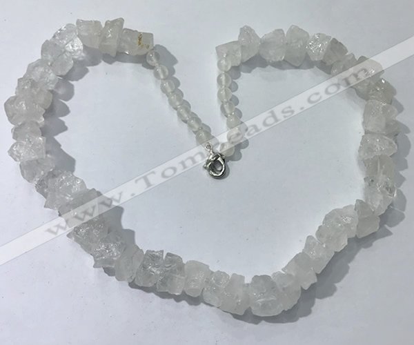 CGN155 18.5 inches 12*16mm - 13*18mm nuggets white crystal necklaces