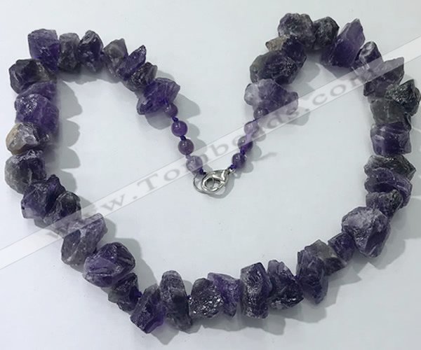 CGN157 18.5 inches 12*16mm - 13*18mm nuggets amethyst necklaces