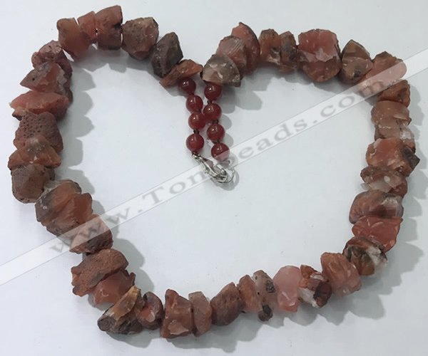 CGN162 18.5 inches 12*16mm - 13*18mm nuggets red agate necklaces