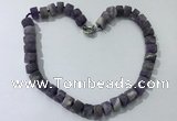 CGN173 20 inches 7*12mm - 9*12mm tyre matte amethyst necklaces