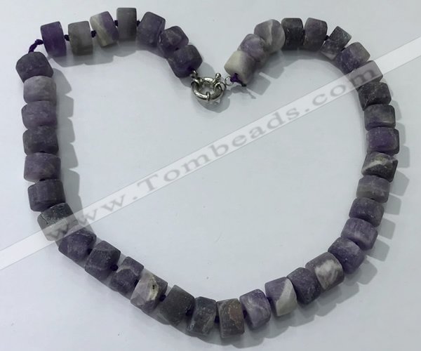 CGN173 20 inches 7*12mm - 9*12mm tyre matte amethyst necklaces