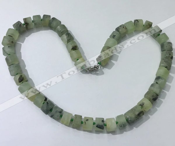 CGN175 20 inches 7*12mm - 9*12mm tyre matte prehnite necklaces