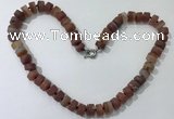 CGN177 20 inches 7*12mm - 9*12mm tyre matte red agate necklaces