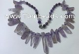 CGN187 23 inches 8*20mm - 11*60mm amethyst stick necklaces