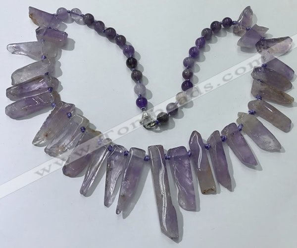 CGN187 23 inches 8*20mm - 11*60mm amethyst stick necklaces