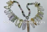CGN189 23 inches 8*20mm - 11*60mm mixed quartz stick necklaces