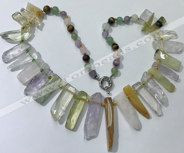 CGN189 23 inches 8*20mm - 11*60mm mixed quartz stick necklaces