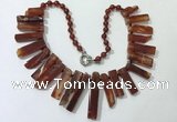 CGN191 23 inches 8*20mm - 11*60mm red agate stick necklaces