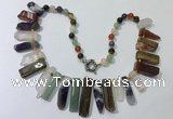 CGN196 23 inches 8*20mm - 11*60mm mixed gemstone stick necklaces