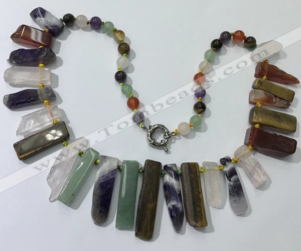 CGN196 23 inches 8*20mm - 11*60mm mixed gemstone stick necklaces