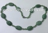 CGN209 22 inches 6mm round & 18*25mm oval green aventurine necklaces