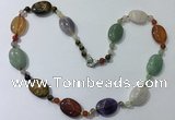 CGN210 22 inches 6mm round & 18*25mm oval mixed gemstone necklaces