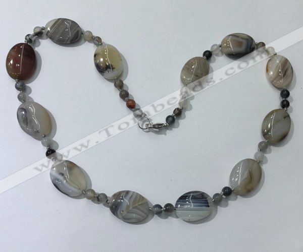 CGN215 22 inches 6mm round & 18*25mm oval agate necklaces