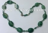 CGN221 22 inches 6mm round & 18*25mm oval agate necklaces