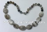 CGN250 20.5 inches 8mm round & 18*25mm oval agate necklaces